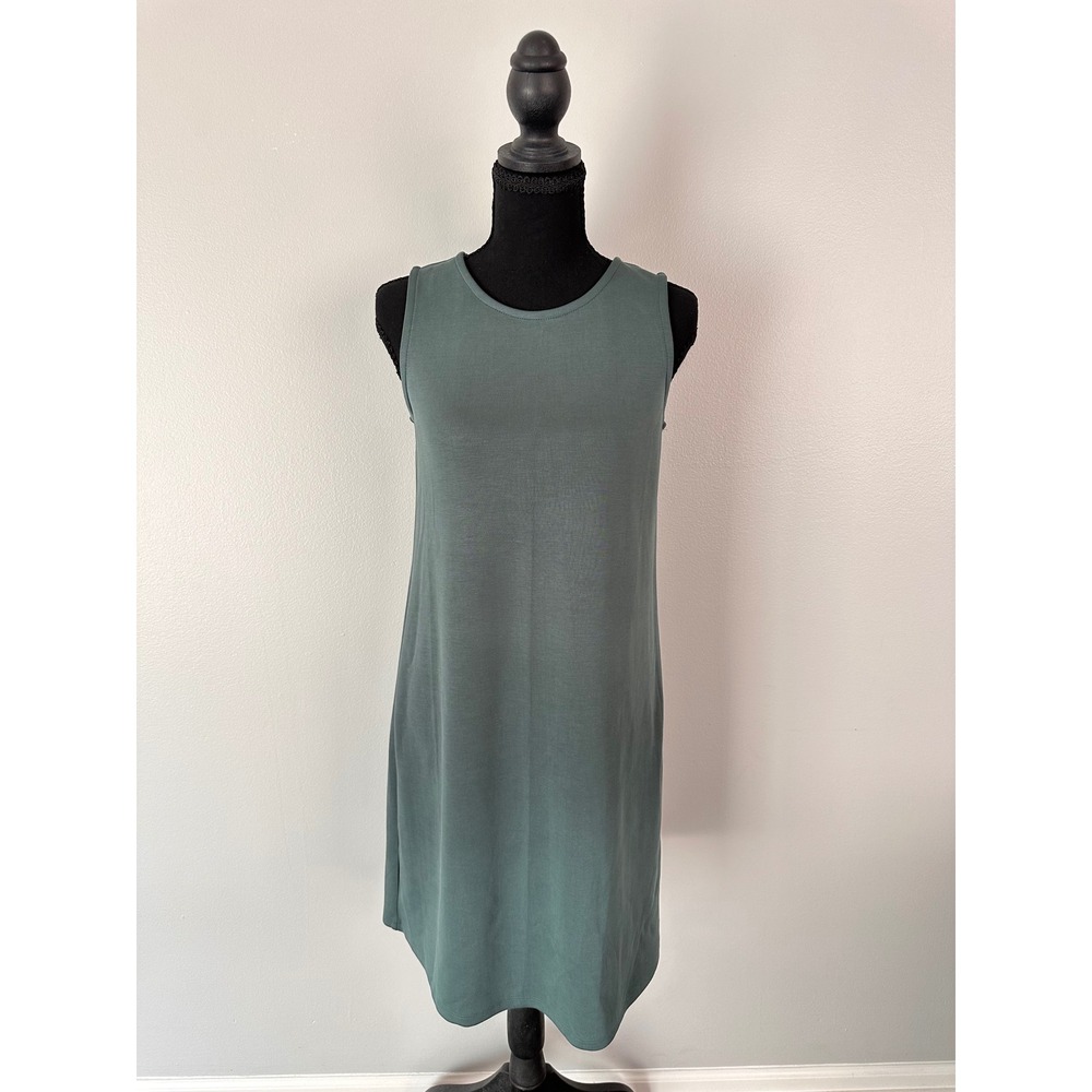 Maurices 24/7 Womens Sleeveless Shift Dress Teal Green Knit XS NEW